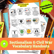 Load image into Gallery viewer, Sectionalism & Civil War Vocabulary Handouts