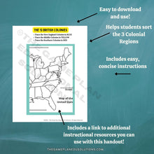 Load image into Gallery viewer, Map of the 13 Colonies