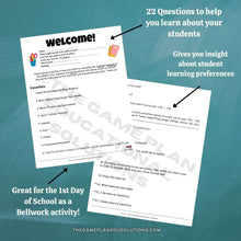 Load image into Gallery viewer, 1st Day of School Student Interest Survey