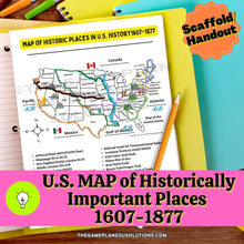 Load image into Gallery viewer, United States Map of Historically Important Places (1607-1877)
