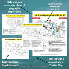 Load image into Gallery viewer, United States Map of Historically Important Places (1607-1877)