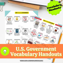 Load image into Gallery viewer, U.S. Government Unit Vocabulary Handouts