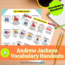 Load image into Gallery viewer, Andrew Jackson Unit Vocabulary Handouts
