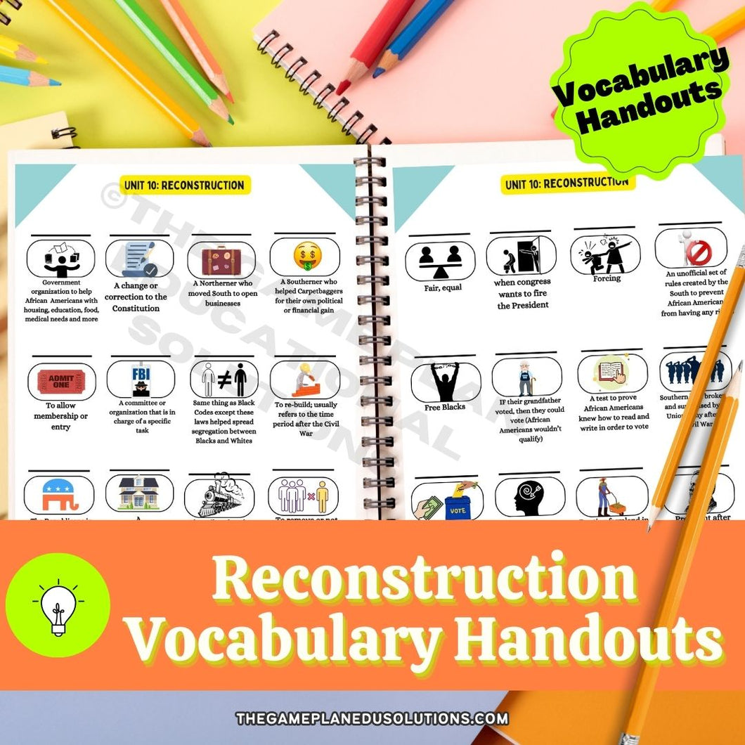 Reconstruction Vocabulary Handouts