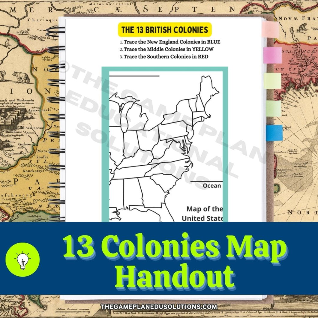 Map of the 13 Colonies