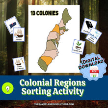 Load image into Gallery viewer, Colonial Regions Sorting Activity (DIGITAL DOWNLOAD)
