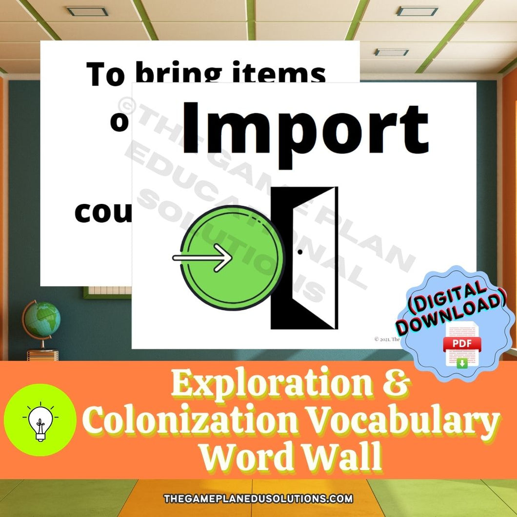 Exploration & Colonization Vocabulary Word Wall (DIGITAL DOWNLOAD)