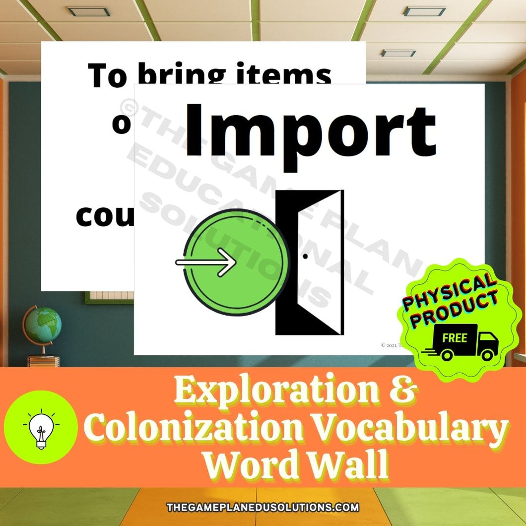 Exploration & Colonization Vocabulary Word Wall (PHYSICAL PRODUCT)