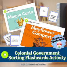 Load image into Gallery viewer, Colonial Government Sorting Flashcards Activity (DIGITAL DOWNLOAD)
