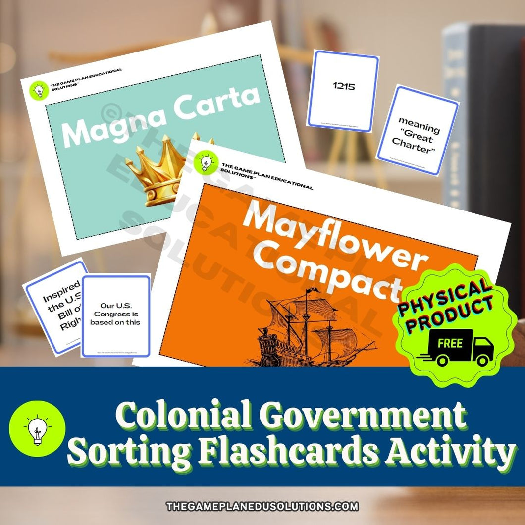 Colonial Government Sorting Flashcards Activity (PHYSICAL PRODUCT)