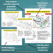Load image into Gallery viewer, United States Map of Historically Important Places (1607-1877)
